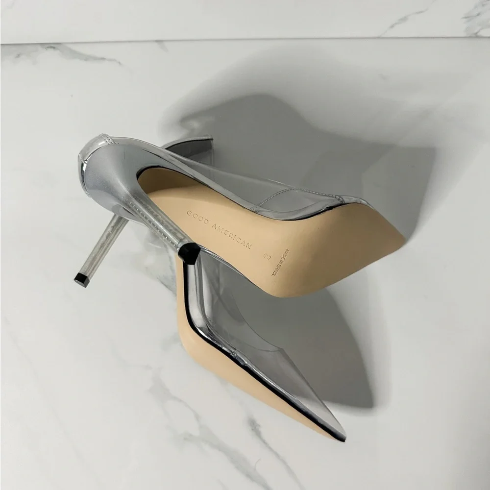 Good American Clear PVC Pointed Toe Kitten Heels - Picture 4 of 6